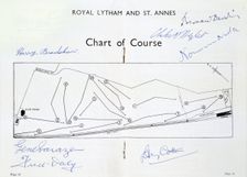 Autographed course chart of Royal Lytham St Annes, c1930s. Creator: Unknown
