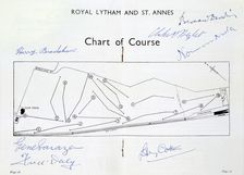 Autographed course chart of Royal Lytham St Annes, c1930s
