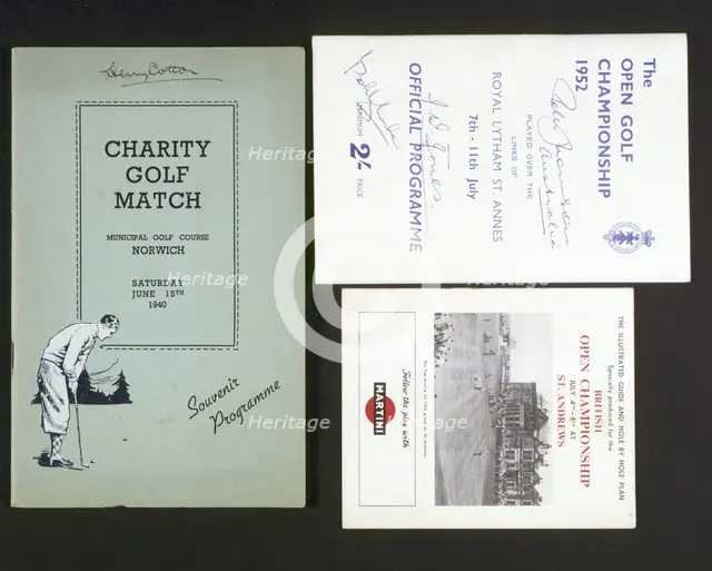 Autographed golf programmes, 1940-1955. Creator: Unknown.