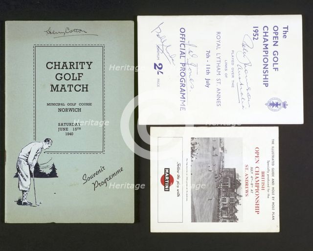 Autographed golf programmes, 1940-1955. Creator: Unknown.