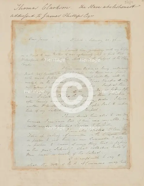 Autographed letter from Thomas Clarkson to James Phillips, 1796-02-21. Creator: Thomas Clarkson.