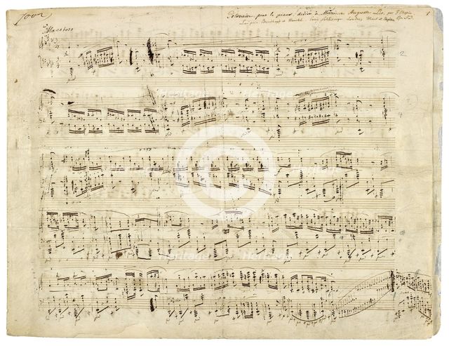 Autographed partiture of the Polonaise, Op. 53 in A flat major for piano, 1843.