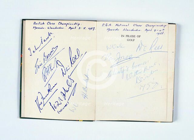 Autographs of golfers, In Praise Of Golf, 1958. Artist: Unknown