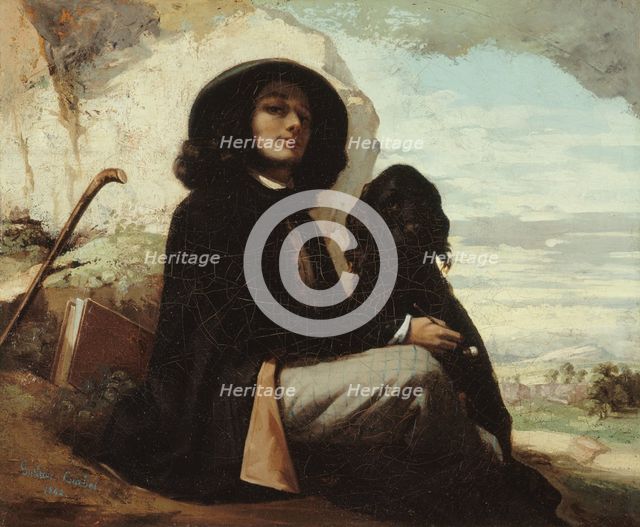 Autoportrait dit Courbet au chien noir, between 1842 and 1844. Creator: Gustave Courbet.