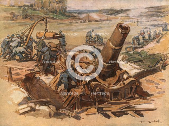 'Autour de la Bataille; Mortier de 370', 1918. Creator: Unknown.
