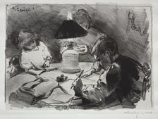 Autour de la Lampe, 1891. Creator: Auguste Louis Lepère (French, 1849-1918)