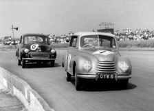 Auto Union-DKW racing Morris Minor at Silverstone 1958. Creator: Unknown