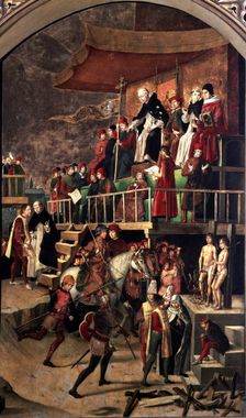 Auto-da-Fé chaired by Santo Domingo de Guzmán, table belonging to Altarpiece of St. Thomas ma…