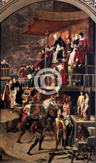 Auto-da-Fé' chaired by Santo Domingo de Guzmán, table belonging to 'Altarpiece of St. Thomas', ma…