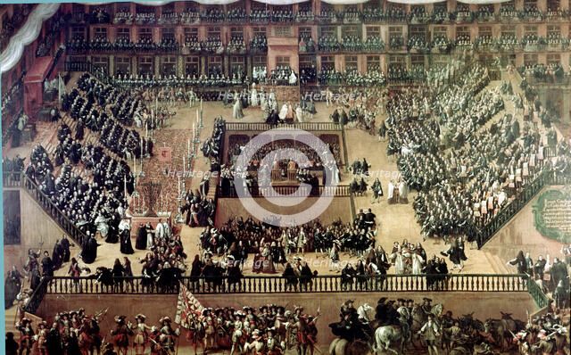 Auto-da-fe in the Plaza Mayor of Madrid, oil on canvas from 1683.