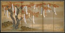 Autumn Maples with Poem Slips, c. 1675. Creator: Tosa Mitsuoki