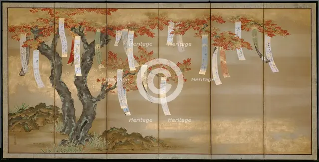 Autumn Maples with Poem Slips, c. 1675. Creator: Tosa Mitsuoki.