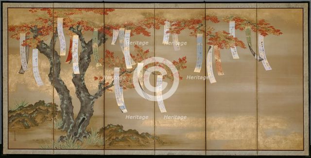 Autumn Maples with Poem Slips, c. 1675. Creator: Tosa Mitsuoki.