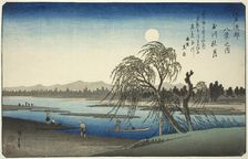 Autumn Moon over Tama River (Tamagawa no shugetsu), from the series "Eight Views in..., c. 1837/38. Creator: Ando Hiroshige