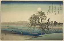 Autumn Moon over Tama River (Tamagawa no shugetsu), from the series "Eight Views in..., c. 1837/38. Creator: Ando Hiroshige