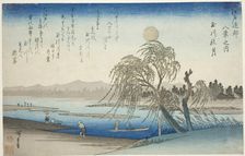 Autumn Moon over Tama River (Tamagawa no shugetsu), from the series "Eight Views..., c. 1837/38. Creator: Ando Hiroshige