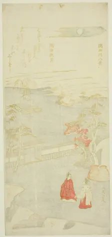 Autumn Moon over Sumida River (Sumida aki zuki), from the series "Eight.., Japan, early 1760s. Creator: Kitao Shigemasa