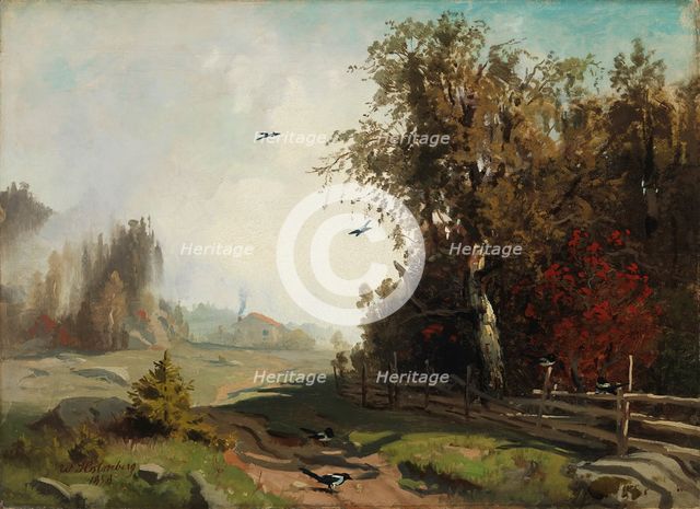 Autumn morning in Hakadal (Autumn morning in Ringerike), 1858. Creator: Werner Holmberg.