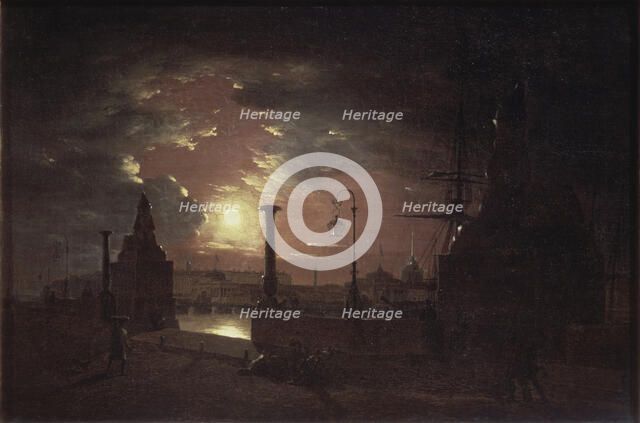 Autumn night in St. Petersburg, 1835. Artist: Vorobyev, Maxim Nikiphorovich (1787-1855)