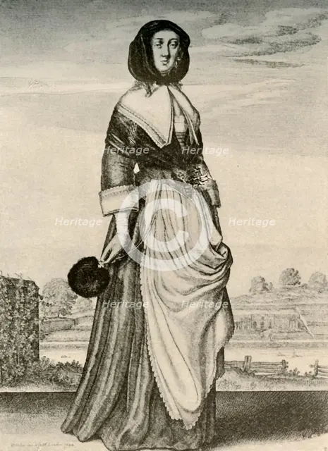 'Autumn - An English woman in hood and apron, reign of Charles I', c1620-1640, (1937) Creator: Unknown.