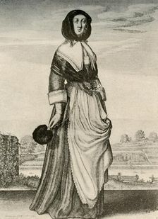 Autumn - An English woman in hood and apron, reign of Charles I c1620-1640, (1937) Creator: Unknown