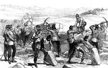 Autumn Campaign on Dartmoor: engineers making a passage through a stone wall, 1873. Creator: Unknown