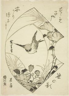 Autumn Flower and Sparrow, c. 1835. Creator: Ando Hiroshige