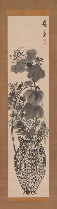 Autumn Flowers in a Bamboo Basket, 1760s. Creator: Yosa Buson