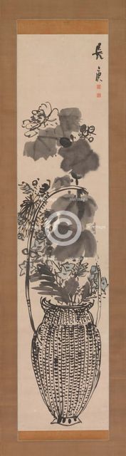 Autumn Flowers in a Bamboo Basket, 1760s. Creator: Yosa Buson.