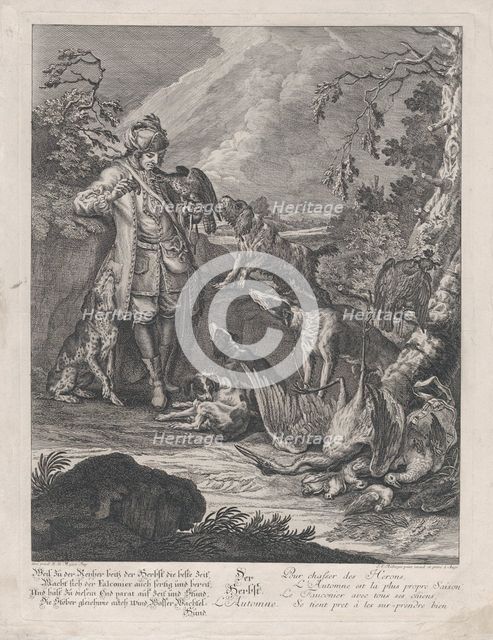 Autumn from the Dog's Four Seasons, 1720-1767. Creator: Johann Elias Ridinger.