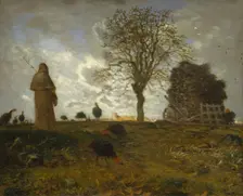 Autumn Landscape with a Flock of Turkeys, 1872-73. Creator: Jean Francois Millet