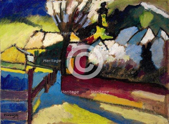 Autumn landscape with a tree (Herbstlandschaft mit Baum), 1910. Artist: Kandinsky, Wassily Vasilyevich (1866-1944)