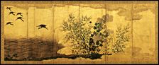 Autumn landscape with wild geese, c. 1650. Artist: Anonymous
