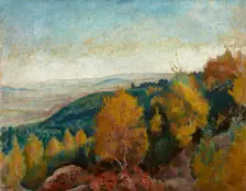 Autumn Landscape-Environs of Kalwaria Zebrzydowska, between 1914-1918. Creator: Wojciech Weiss