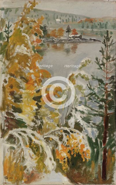 Autumn Landscape, First Snow, 1897. Creator: Akseli Gallen-Kallela.