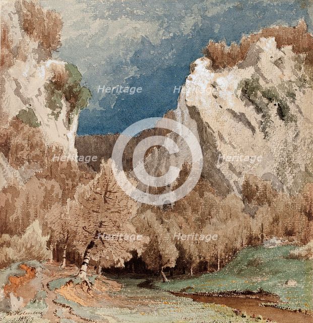 Autumn Landscape Near Dusseldorf, 1857. Creator: Werner Holmberg.