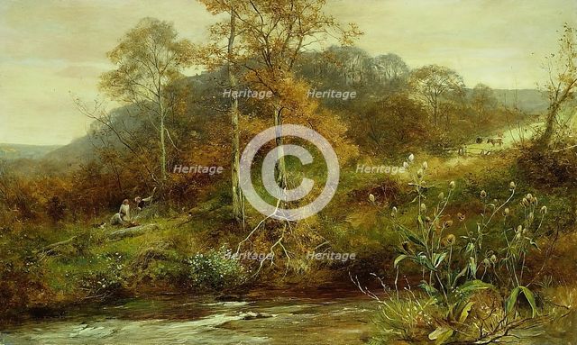 Autumn River Scene, The Brook, 1889. Creator: David Bates.