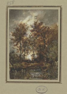 Autumn scenery with a brook, mid-late 19th century. Creator: Jakob Maurer