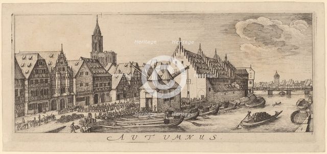 Autumn: The Wine Market, c. 1628/1629. Creator: Wenceslaus Hollar.