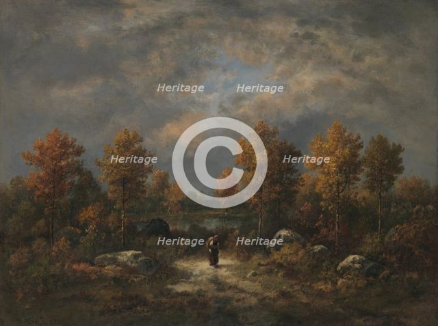 Autumn: The Woodland Pond, 1867. Creator: Narcisse Virgile Diaz de la Pena.