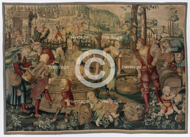 Autumn: Vintage Scene (From Set of Four Seasons), late 1600s - early 1700s. Creator: Gobelins (French).