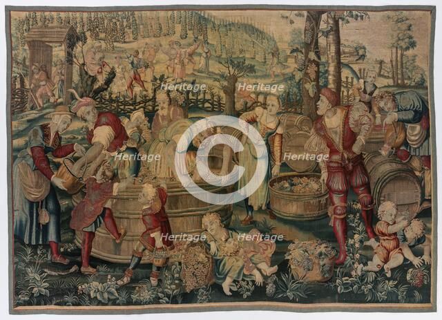 Autumn: Vintage Scene (From Set of Four Seasons), late 1600s - early 1700s. Creator: Gobelins (French).