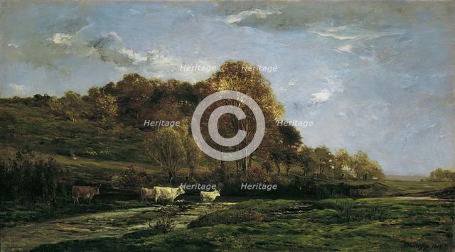 Autumnal meadow landscape, 1867. Creator: Charles Francois Daubigny.