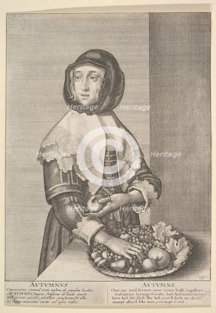 Autumnus - Autumn (Three-quarter-length seasons), 1641. Creator: Wenceslaus Hollar.