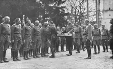Aux armees Russes reorganisees; Au quartier imperial: le baiser de paques du Tsar..., 1916 (1924) Creator: Unknown
