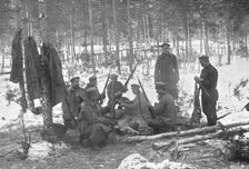 Aux armees Russes reorganisees; Cantonnement d'hiver en Volhynie: des soldats..., 1916 (1924) Creator: Unknown