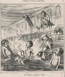 Aux bains a quatre sous, 19th century. Creator: Honore Daumier