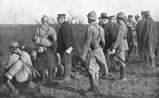 Aux camps d'instruction de la classe 17; le President de la Republique, le general..., 1916. Creator: Unknown