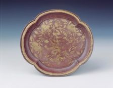Aubergine glazed kinrande dish, Jiajing period, Ming dynasty, China, 1522-1566. Creator: Unknown
