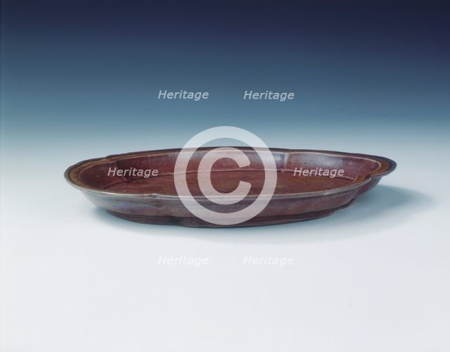 Aubergine glazed kinrande dish, Jiajing period, Ming dynasty, China, 1522-1566. Creator: Unknown.